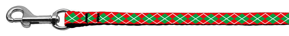 Christmas Argyle Nylon Ribbon Leash 3/8 inch wide 4ft Long